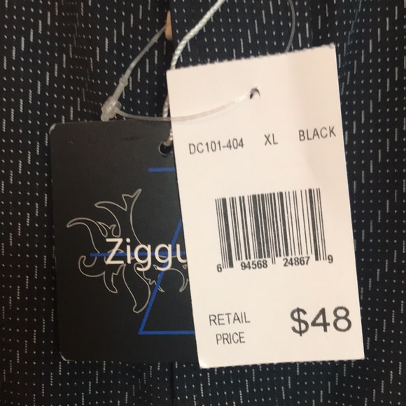 Ziggurat Mens Dress Shirt Black Black & White - Picture 8 of 9